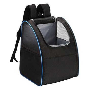 GIANTE Mesh Hollowed Visible Pet Carrier Bag Cat Dog Puppy Backpack Black Blue