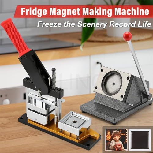 Maszyna do wyciskania magnesów na lodówkę DIY, prostokątny zestaw do robienia magnesów z obcinaczem do papieru + 1000 materiałów magnetycznych, stwórz niestandardowe magnesy na lodówkę