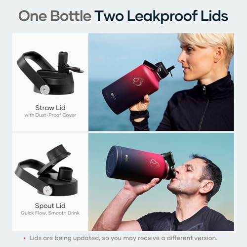 Image of BUZIO 64 oz Insulated Stainless Steel Water Bottle with Dust-proof Lids
