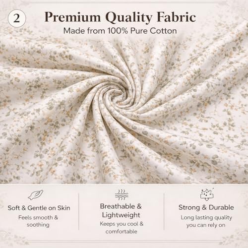 Image of Bedsheet for King Bed Include Pillow Covers | Verdant Bliss Premium Bedding | Pure Cotton 144 Thread Count|60x100 inch - Verdant Bliss