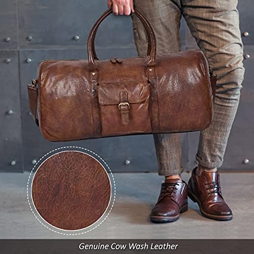 Oversized Vintage Leather Sports Bag/Travel Weekender Bag Duffle Brown