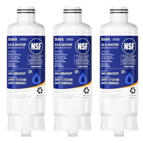 Stokk DA97-17376B Replacement Compatible With Samsung HAF-QIN/EXP Refrigerator Water Filter, NSF 42, Reduces Chlorine, Sediment, Bad Taste & Odor, DA97-08006C, RF23M8070SG, RF23M8070SR[3 PACK]