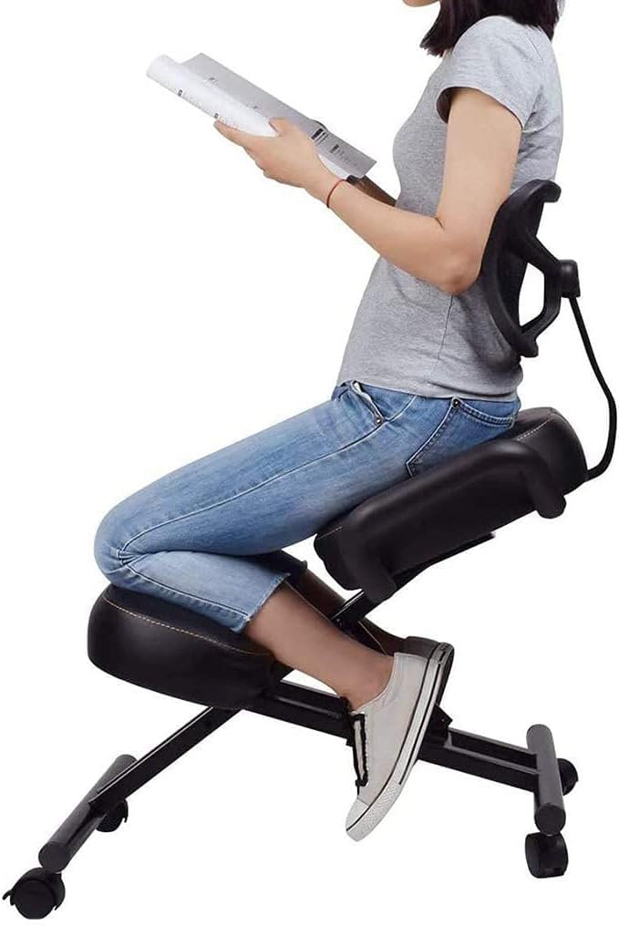 Ergonomiczne krzesło klęczące z oparciem, regulowany stołek na kółkach, do domowego biura, postawa podparcia fotela