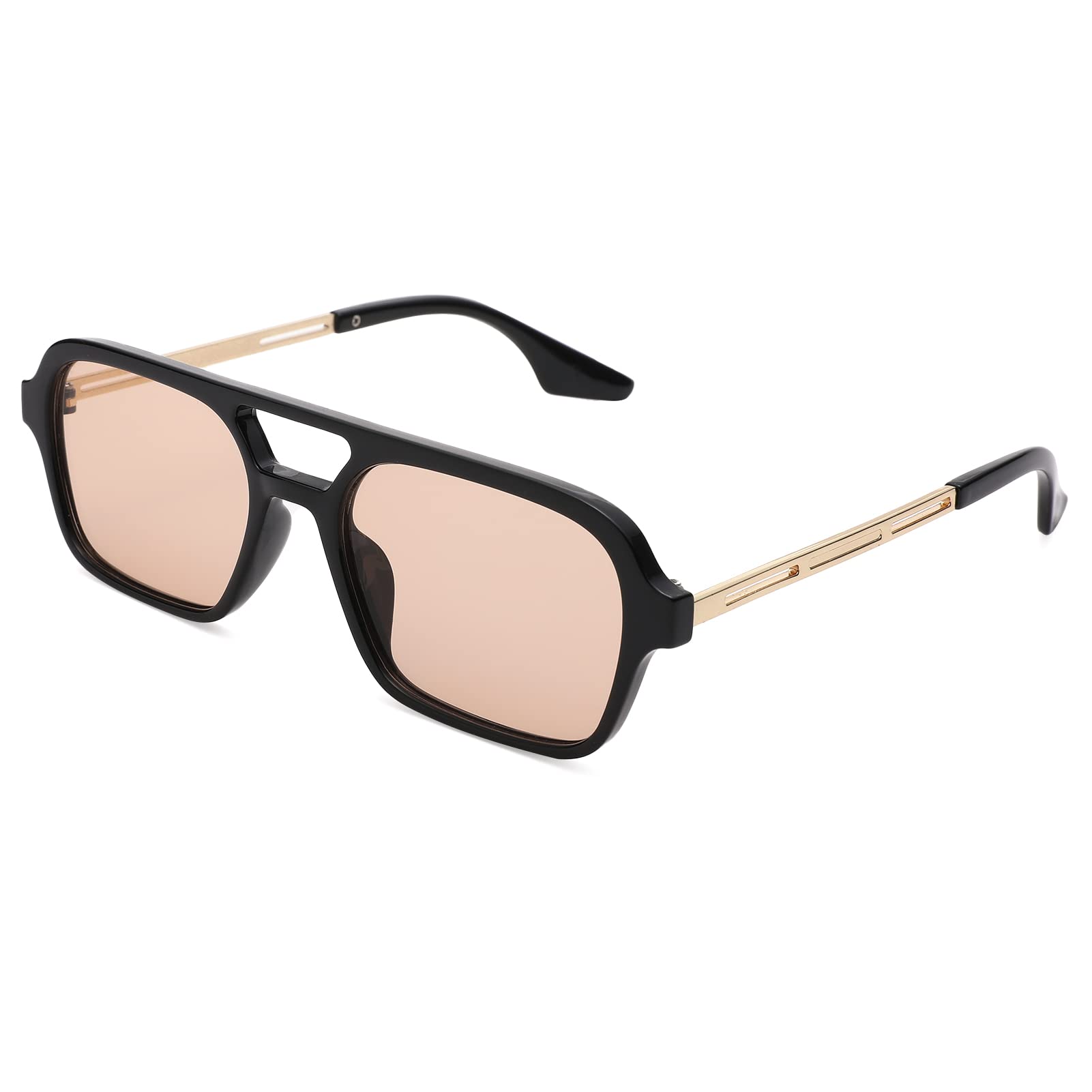 Pro Acme Vintage 70s Flat Pilot Aviator Sunglasses for Women Men, Small Frame Rectangular Glasses UV400 Protection Shades