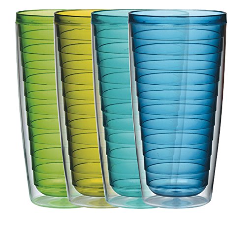 Boston Warehouse Insulated Plastic Tumblers 24-Ounce Set of 4 Marine Collection