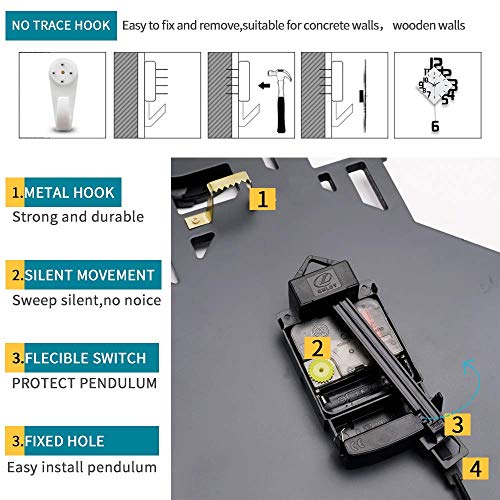 Fleble Modern Large Wall Clocks For Living Room Decor Big Silent Pendulum Wall Clock Battery Operated For Office Kitchen Bedroom Home Decoration Wooden 30 Inch Giant White Wall Watch Clock Non-Ticking #TOP6