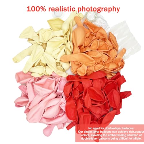 Image of Pink and Coral Red Balloon Garland Arch Kit, Ivory White Maca Orange Latex Balloons Arch Kit for Mother's Day Wedding Engagement Anniversary Birthday Baby Shower Party Decoration Supplies