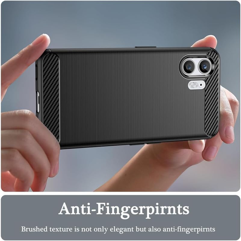 Image of NPRC Hybrid Ultra Slim Protective Case TPU Non-Slip Carbon Fiber Texture Shockproof Case Cover for Nothing Phone 2 - Black