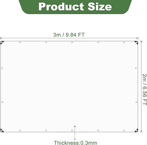 Miniatura 2 de uxcell Lona transparente de 6.56 x 9.84 pies con ojales, cubierta de lona de PVC de 0.465 in con borde reforzado, lona de vinilo de PVC impermeable