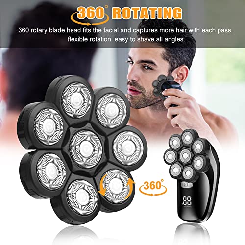 8 Heads Electric Shaver Head For Men, Electric Razor Floating Shaver Head Replacement, Waterproof Wet And Dry(Black) #TOP1