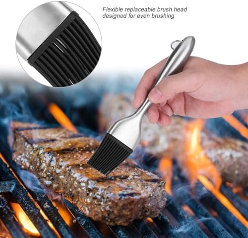 Image of Xacton Silicone Basting Brush with Stainless Steel Long Handle | Heat Resistant, BPA Free | BBQ Grill & Oil Pastry Brush for Cooking, Baking, Roasting, Barbecue, Grilling, Kitchen Tool - 9 inch
