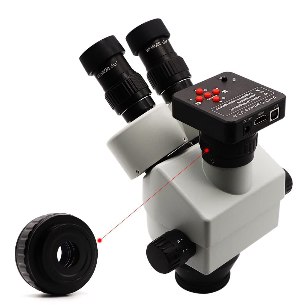 Microscopio 0.35x C-Mount Lens CTV 0.35 Adaptador de cámara HDMI for Simul Focal Trinocular Stereo Microscope HDMI VGA Video Camera Adapter Lens(0.35X and 0.5X)