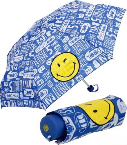 Smiley World Mini parapluie de poche manuel Stay Cool, bleu, 90 cm