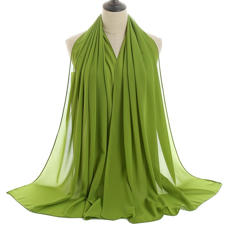 Image of LMVERNA Solid Color Bubble Chiffon Scarf for Women Fashion Soft Hijab Long Scarf Wrap Scarves
