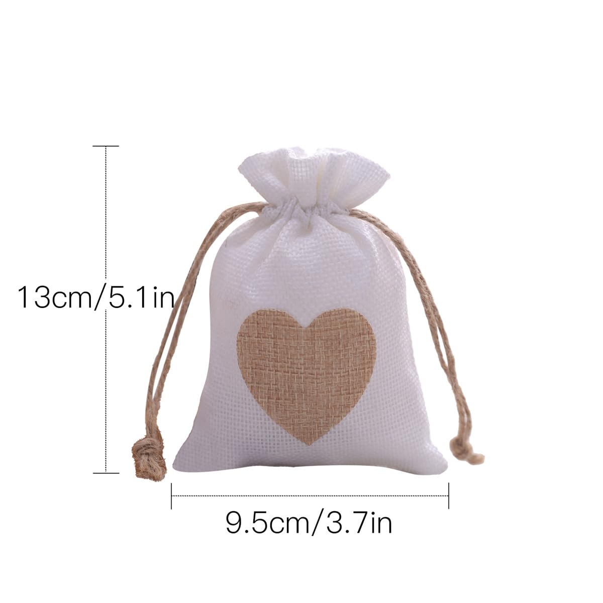 Lot de 55 petits sacs cadeaux en toile de jute - Avec cordon de serrage - Petits sacs en lin - À remplir - Pour bijoux, mariage, Noël, fête (blanc, 95 x 130 mm)