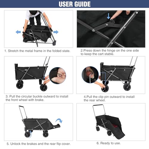 REDcamp Faltbarer Hundewagen mit ausziehbarem Hinterende, sehr robust, 134 Liter, Campingwagen mit Rädern für Sport und Shopping