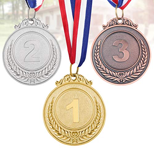 Toyvian Medalhas de Prêmio de Medalhas de Bronze de Prata Dourado com Fita de Números Universais Med