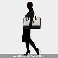 Vista 153 de TOPDesign Personalized Initial Canvas Beach Bag, Monogrammed Gift Tote Bag for Women Negro y marrón