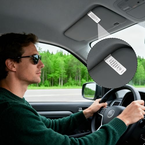 Image of Penitue Engraved Stainless Steel Car Visor Clip, He Will Order His Angels to Protect You Guardian Funny Visor Picture Clip for Safe Travel Religious New Drivers Gift Photo Accessories Men Women