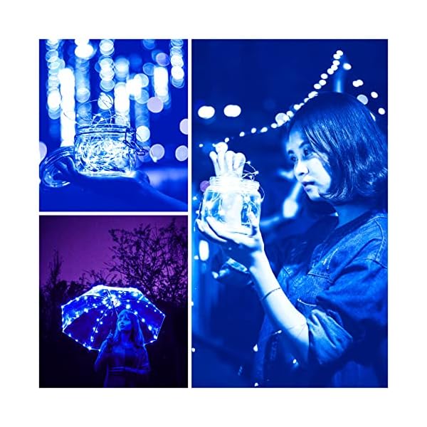 SmilingTown LED-Lichterkette, batteriebetrieben, sternenklare Lichterkette, 15 Stück, 2,2 m, 20 LEDs, Glühwürmchen-Mini-Lichterkette, silberfarben, Kupferdraht, wasserdicht, für Hochzeit, Halloween, Weihnachten, Party, Tischdekoration, Dekoration – Bild 9