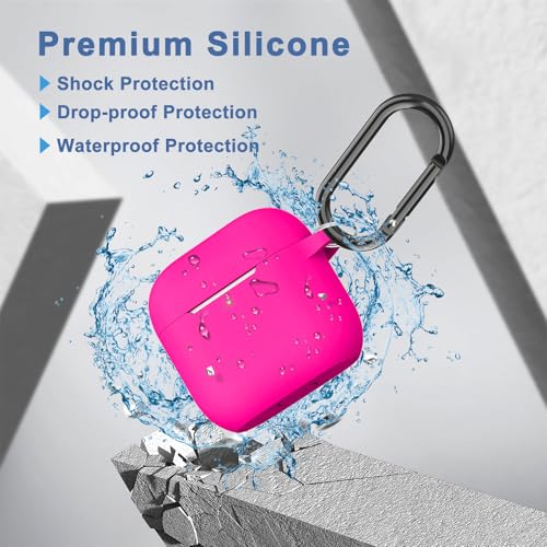 Image of Tobfit Case for AirPods 4 Case Cover 2024 with Lanyard & Keychain, Soft Silicone Protective Case for Apple AirPods 4th Generation, Full Protection, Support Wireless Charging, Rose red
