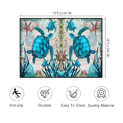 Alfombra Decorativa SIDAFENI 5x7 Pulgadas Azul Tortuga Marina miniatura 2