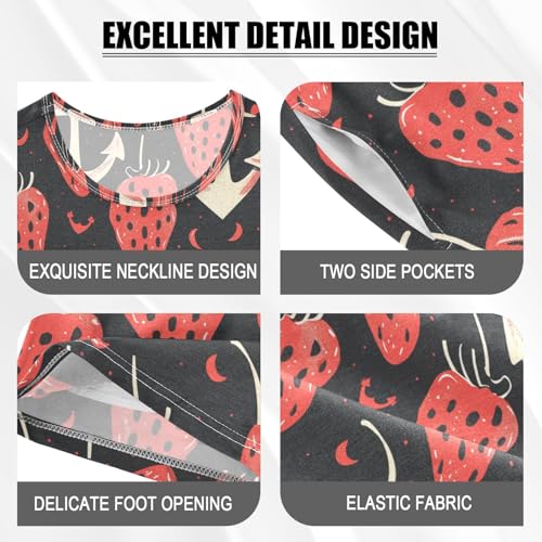 ALAZA Strawberry and Anchor Pajama Set Short Sleeve Sleepwear Soft Lounge Nightwear4