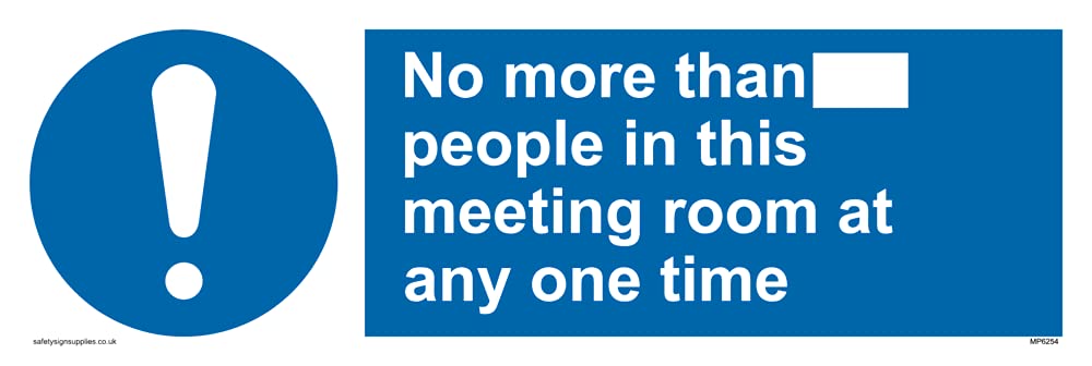 Pack of five - No more than xxx people in this meeting room at any one time Sign - 300x100mm - L31