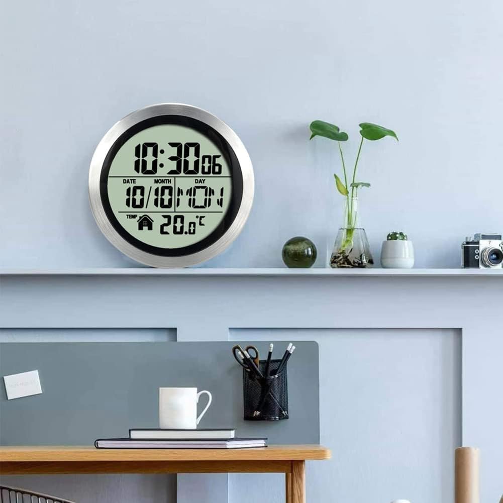 1 reloj con ventosa para el hogar, resistente al agua, para baño, cocina, pantalla digital LCD, detector de temperatura, color gris