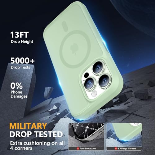 Image of MOCCA Magnetic Shockproof for iPhone 15 Pro Case,Light Green | 13ft Drop Tested | Compatible with MagSafe | Anti-Slip Matte Finish | Raised Camera & Screen Lip | Ultra-Slim Design