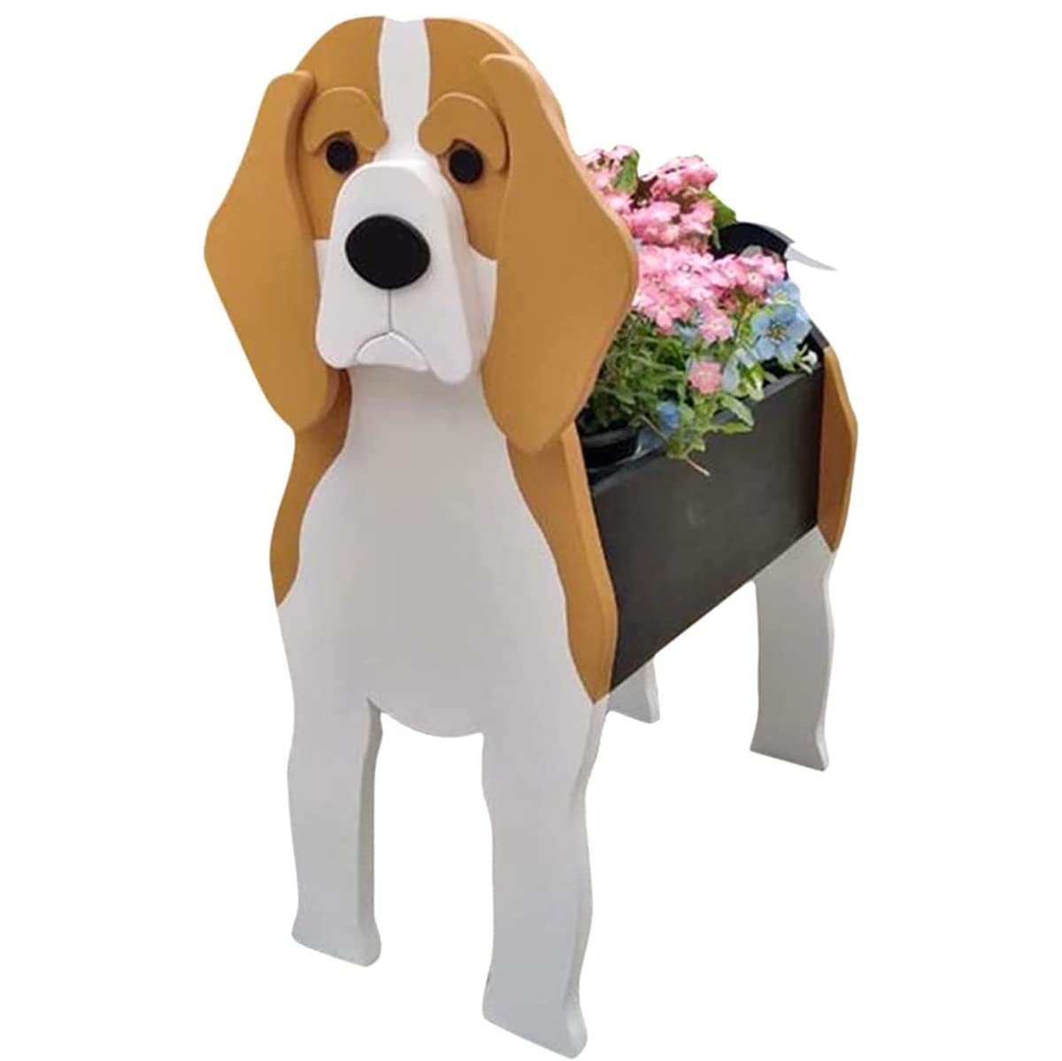 WZSON Plant Flower Pot Dog Planter Cute Ornament, Dog Flower Pot, Plant Container Holder PVC Material, for Garden Outdoor Indoor Decoratidog Flower Pot,Beagle,S
