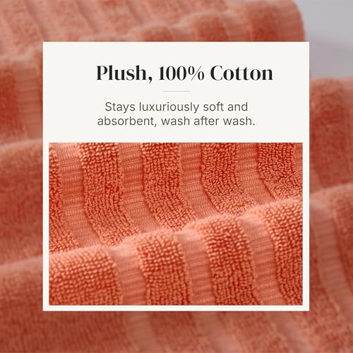 Image of Modern Threads 6 Piece Bath Towel Set - Bathroom Set with 2 Bath Towels, 2 Hand Towels, and 2 Wash Cloths - 100% Cotton, Super Absorbent & Extra Soft - Reversible Natural Vine (Rust Orange)