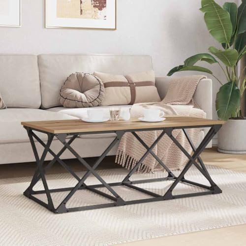 Tonture Couchtisch Artisan-Eiche 100x49x40cm, Holzwerkstoff, industriell, modern, robuster Wohnzimmertisch, Elegantes Design für kleine Räume – Bild 5