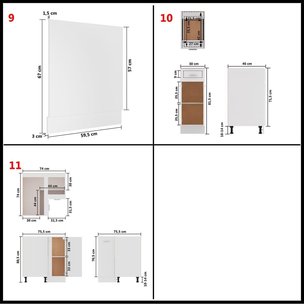 Tomostar Cuisine Complète d'angle sans Plan de Travail, Mueble de Cuisine Complete Ensemble de Meubles de Cuisine 11 pcs Blanc Aggloméré