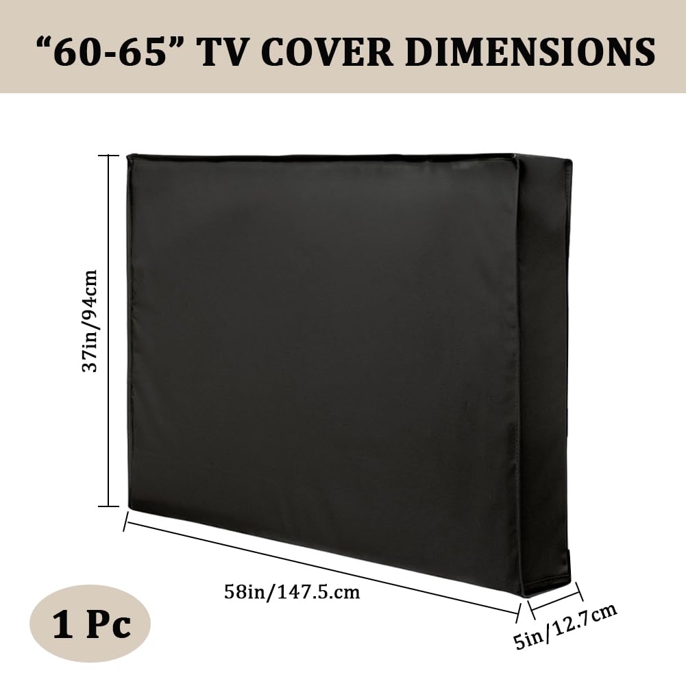 CREATCABIN Funda de TV para Exterior, Impermeable, A Prueba de Polvo, de Tela Gruesa, de Poliéster, con Banda de Contracción, Portátil, Plegable, Resistente A la Intemperie, Protección contra Rayones