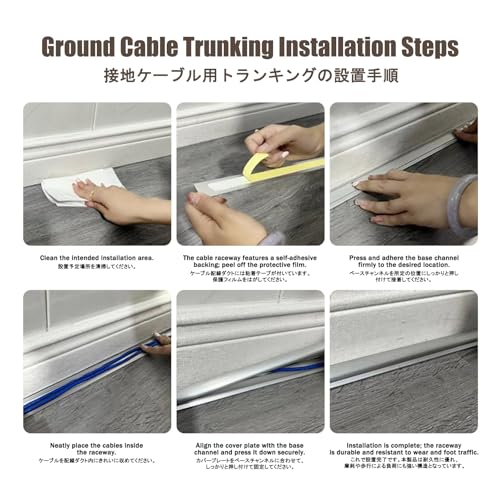 Cubrecables para piso, cubre cables de suelo, previene tropiezos; apto para TV, oficinas, hogar y escritorios (No. 6, 1 m) miniatura 6