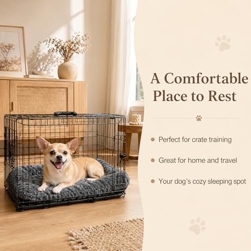 Image of Dog Crate Pad for Crate /Floor /Car for Extra Small Dogs Washable | Small Dogs Crate Pad with Non Slip Bottom,Soft Dog Crate Pad for Toy Poodle Yorkshire Chihuahua,18 inchx12 inch Grey