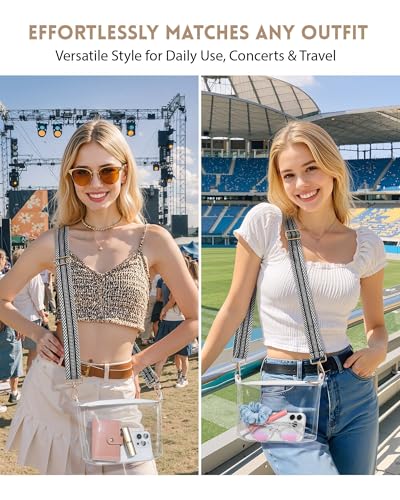 Image of FANGSUN Clear Purse for Women, Clear Crossbody Bag Stadium Approved, Small Transparent Handbag for Concert Event Festival