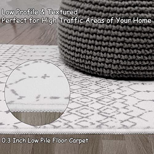 Seavish Moroccan Trellis Rug 5X7 White Living Room Rug Machine Washable Area Rug With Non Slip Backing Soft Neutral Farmhouse Rug Large Accent Carpet For Dining Room Bedroom Kitchen Home Decor #TOP3