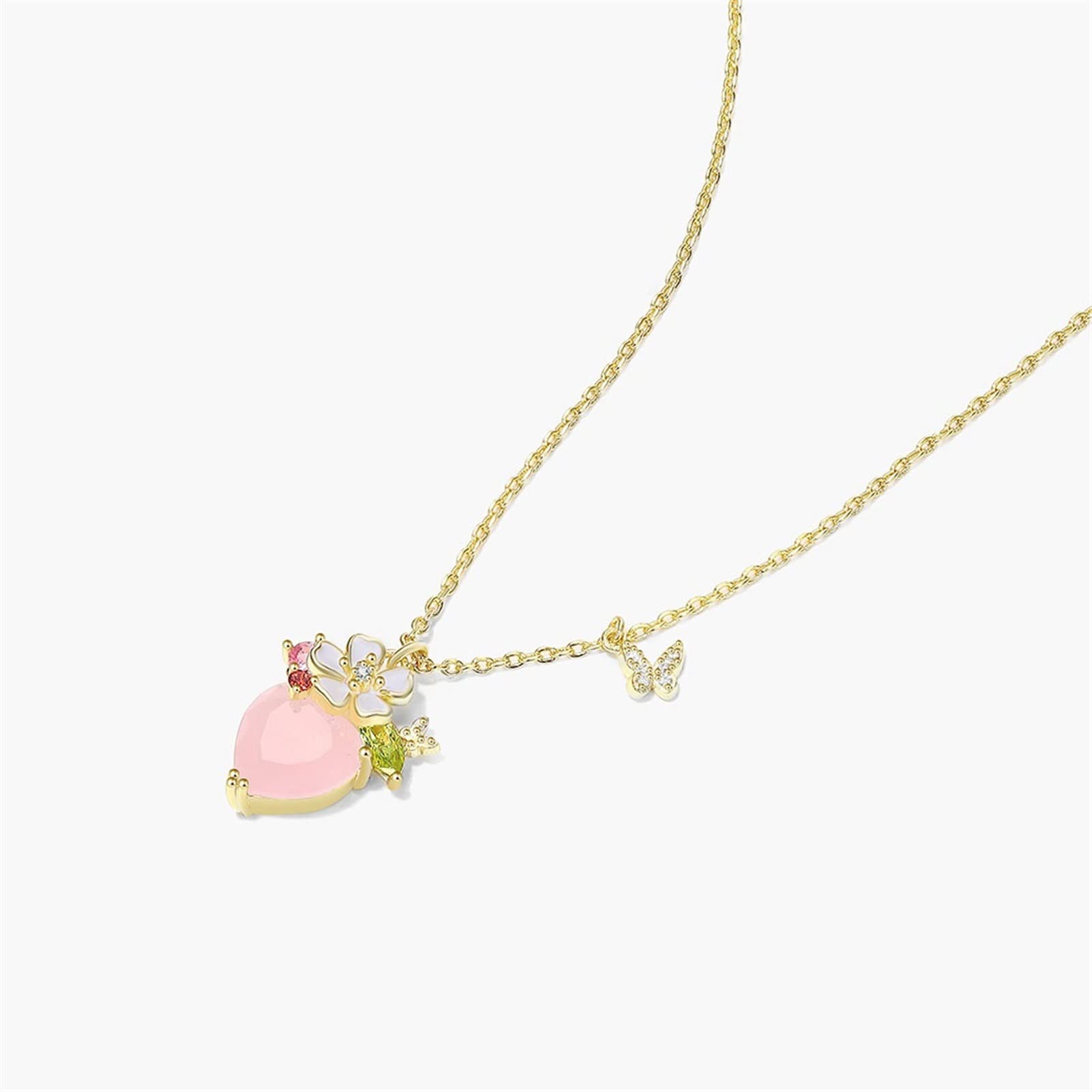 Collar Creativo Serie Fresa Collar De Plata 925 Mujeres Dulces Cadenas De Clavícula para Mujer Decoraciones para El Cuello De Verano Collar para Mujer