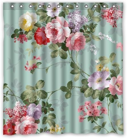 Generic Personalized Mint Green Floral for Shower Curtain Bath Curtain 66 x72""