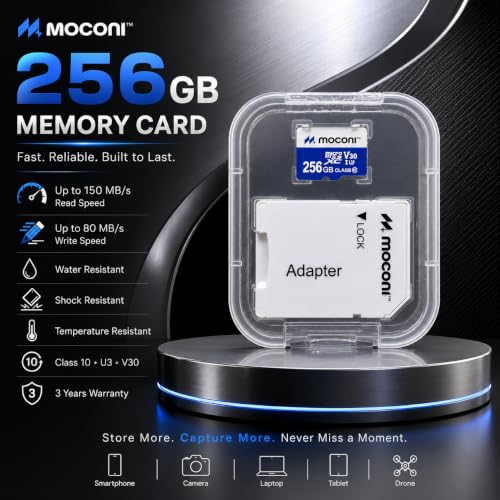 Image of 256GB Play Blue Memory Card,with SD Adapter, U3, V30, A2, 4K, Up to 160MB /s Memory Card, Expanded Storage for Nintendo-Switch 1, Gaming Devices, Smartphones, Tablets (256, GB)