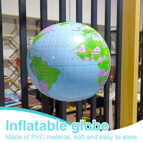 VAEIORP 1 Pcs 16 Zoll Erde Globus Weltkugel aufblasbar Geographie Weltkarte Wasserball aufblasbar für Garten Strand Pool Wissenschaft Geographie Bildung