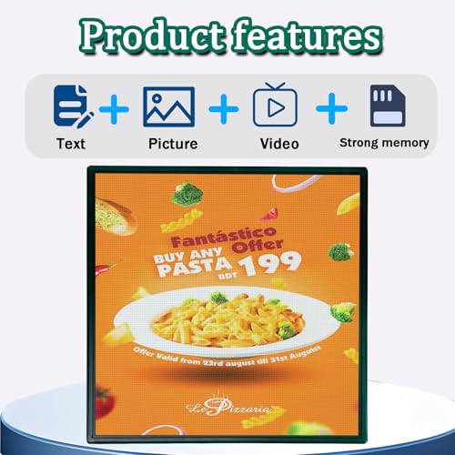 Image of P6 Programmable 40x40 Inch Commercial LED Display with WiFi Control, HD Multimedia Support for Retail Stores, Hospitality & Commercial Spaces, 160x160 Resolution