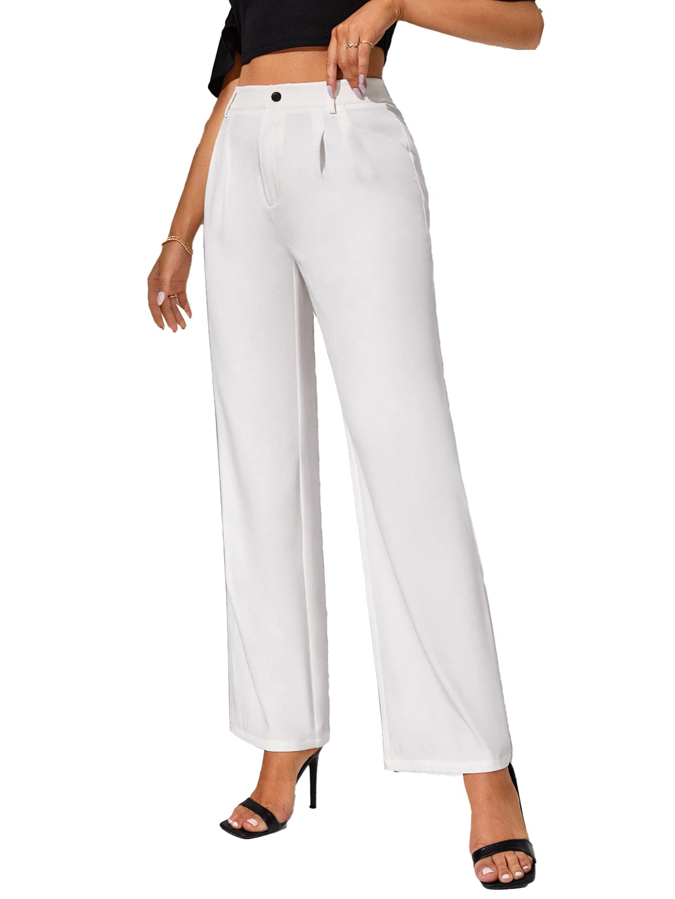 GenericCotton Blend Parallel Trouser Pants Regular fit Bell Bottom Pants for Women
