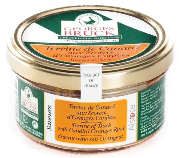 GEORGES BRUCK - FOIE GRAS de STRASBOURG, ALSACE - Terrina de Pato con cáscara de naranja confitada - Bote de140gr