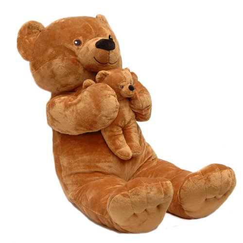 Sweety Toys 4256_marron XXL oso de peluche marrón Mama 90 cm con 28 cm bebé SUPERSOFT