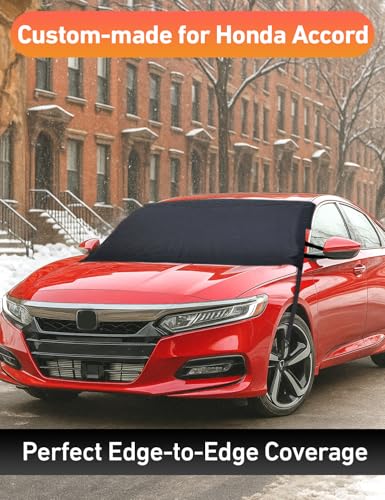 Image of EcoNour Car Snow Cover Compatible for Honda Accord | Windshield Cover for Ice and Snow with S-Hook Straps | Heavy-Duty 600D Oxford Winter Car Cover, Waterproof & Anti-Slip