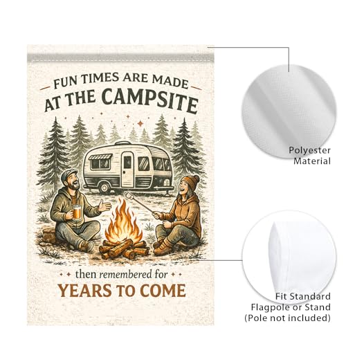 Image of Nuxovilar Camping Flag Fire Pit Garden Flag 12x18 Inches Polyester