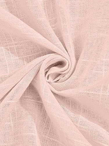 Image of Cotton Linen Solid Curtain with Eyelet Rings,Long Door Curtains for Pooja Room /Living Room /Dining Hall /Hotel /Bedroom /Kid Room /Kitchen (9 Feet, Baby Pink) Set of 2, Eyelet
